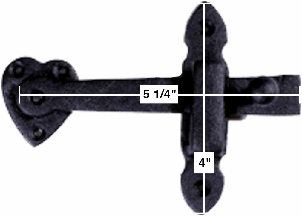 Renovators Supply Black Wrought Iron Gate Flip Latch Antique Heart Style Medium to Light Duty 4 Inches Tall Flip Door Locks Rust Resistant Powder Coated Latches Includes Mounting Hardware Pack of 3