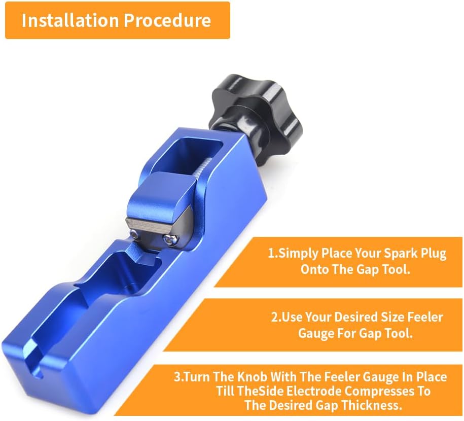 Universal Spark Plug Gap Adjustment Tool with Magnetic Base Compatible with Most 10mm 12mm 14mm 16mm Spark Plugs Blue - 1 Set with Feeler Gauge for Easy Installation and Storage