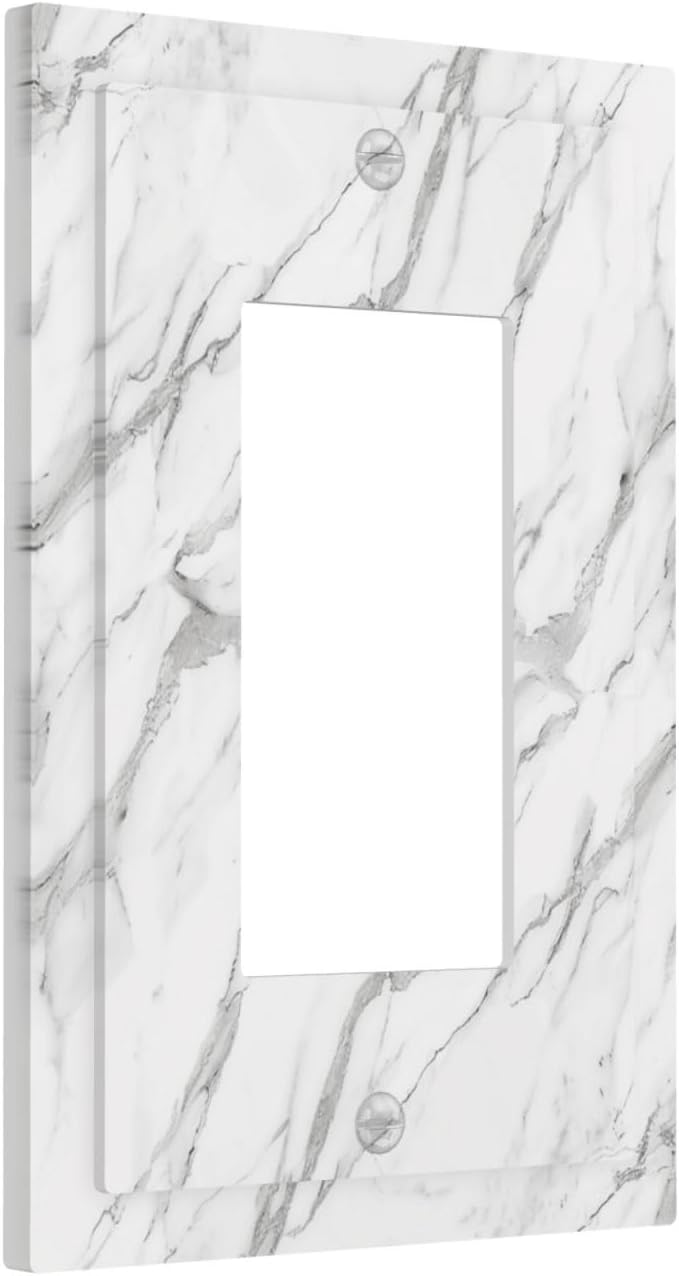 Decorative Outlet Covers Modern Grey Marble Texture 1 Gang Rocker Light Switch Cover Plate Single Wall Plates for Electrical Outlets Switch Plate Covers Faceplate for Kitchen Home Decor