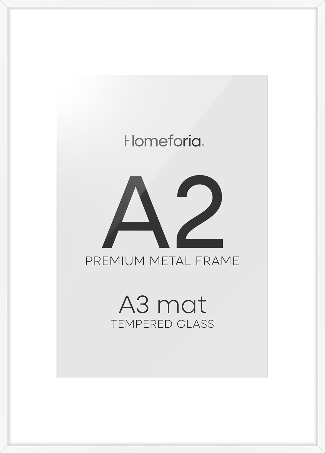 Homeforia A2 Picture Frame White, High End Metal 16.5 x 23.5 inch Poster Frames with Mat 11.7 x 16.5 for Photo, A2 Size Frames Matted to A3 Print, 16.5 by 23.4 Hanging Frames, Tempered Glass, Set of 1