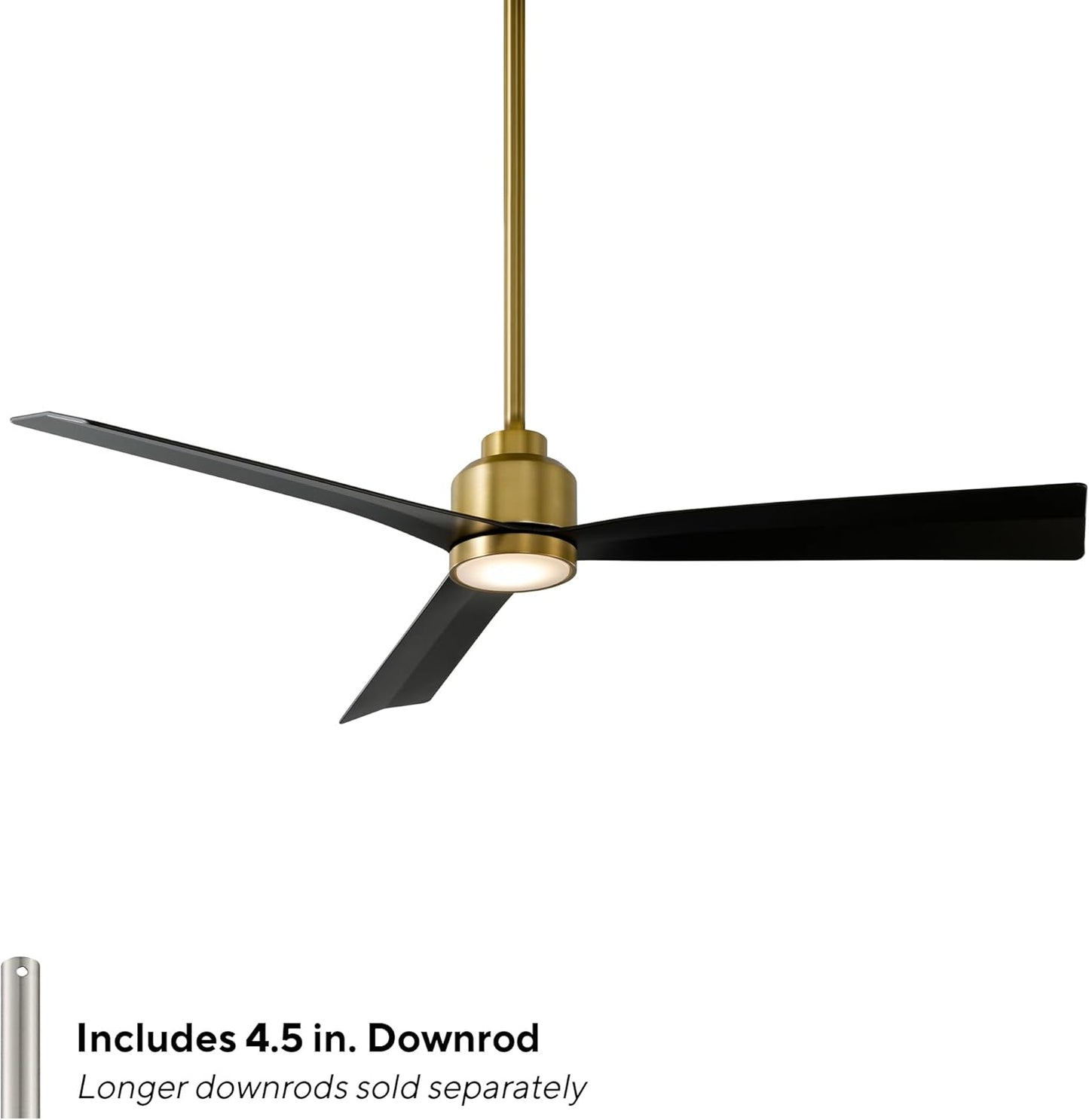 WAC F-003L-SB/MB Clean 52" Outdoor Ceiling Fan with LED Lights and Remote, Soft Brass Matte Black