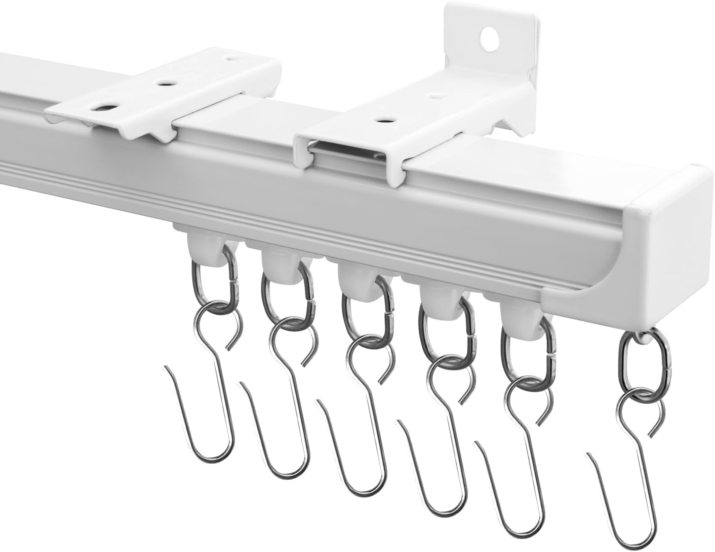 Ceiling Curtain Tracks,Curtain Track Wall Mount,Track Curtains Rod Ceilings Mount Heavy Duty Ceiling Tracks for Curtains Room Divider Rod with Hooks,White 3-12ft