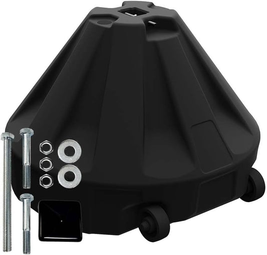Plasticade Roll-A-Post Portable Signpost Base for 26" x 38" or Smaller Signs, Designed for School, Airport, Parking Lot, Durable Plastic, Wind Resistance, 24" x 24", Black, Post Not Included