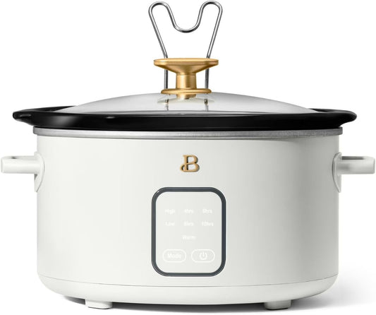 Beautiful 4-Qt Digital Slow Cooker with Smart Touch Screen, Removable Pot, Timer Presets, Ideal for Small Families