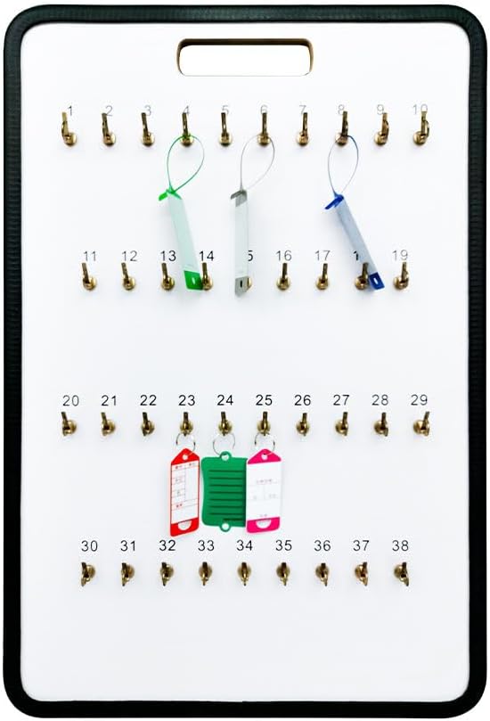 Masonite Key Holder Wall Mount with 75 Spring-Lock Hooks 24" × 31-3/4" – Wall Mounted Key Organizer Board with Metal Trim and Handle – Dealership, Office, Garage Key Rack Cabinet - Pack of 1