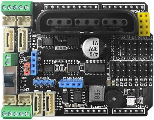 Motor Driver Board for Arduino, 4 DC/Encoder Motors, 2 Stepper Motors, 8 Servo Motors, PCA9685 Expansion Shield with PS2 Interface, Compatbile with UNO R3, Mega2560