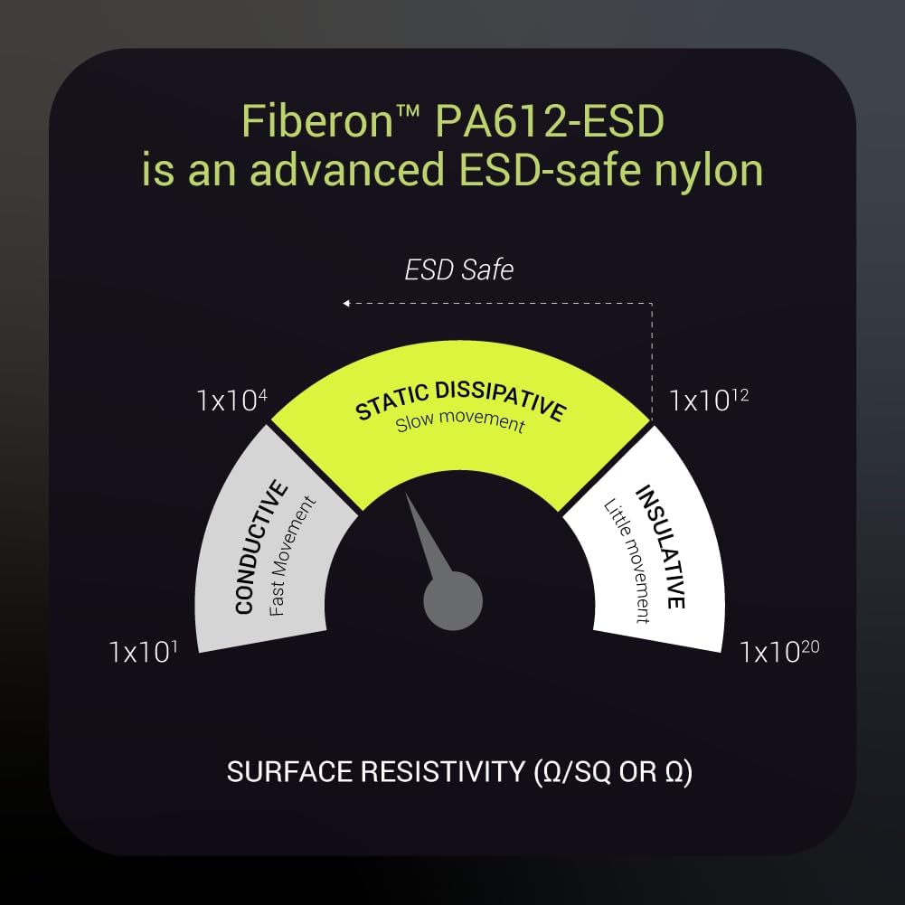 Polymaker Fiberon PA612-ESD 3D Printer Filament 1.75mm 3kg, ESD-Safe Carbon Fiber Nylon, Heat Resistant to 150°C, Chemical Resistant, Industrial Grade Strength, PCB Fixtures, Electronics Housings