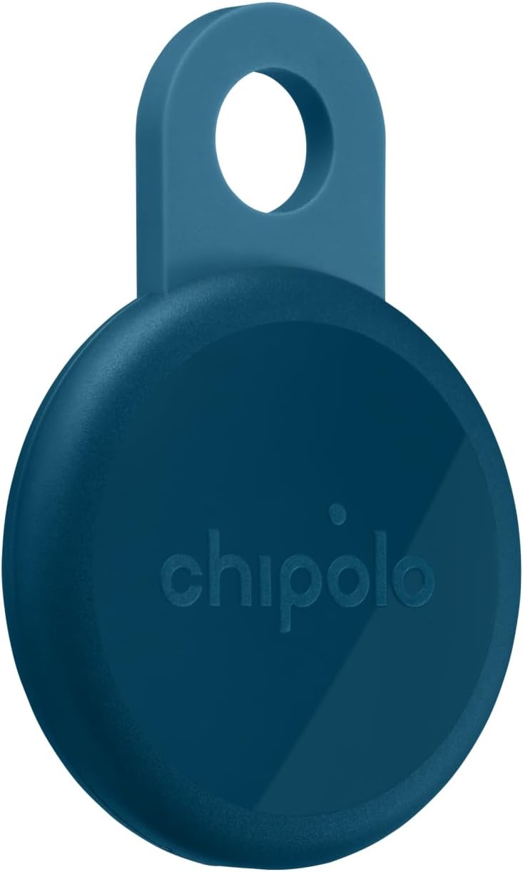 Chipolo LOOP - Rechargeable Bluetooth Tracker for Key and Pocket Location, Compatible with Apple or Google, Call Your Phone & Out of Range Alerts for Android (Navy)