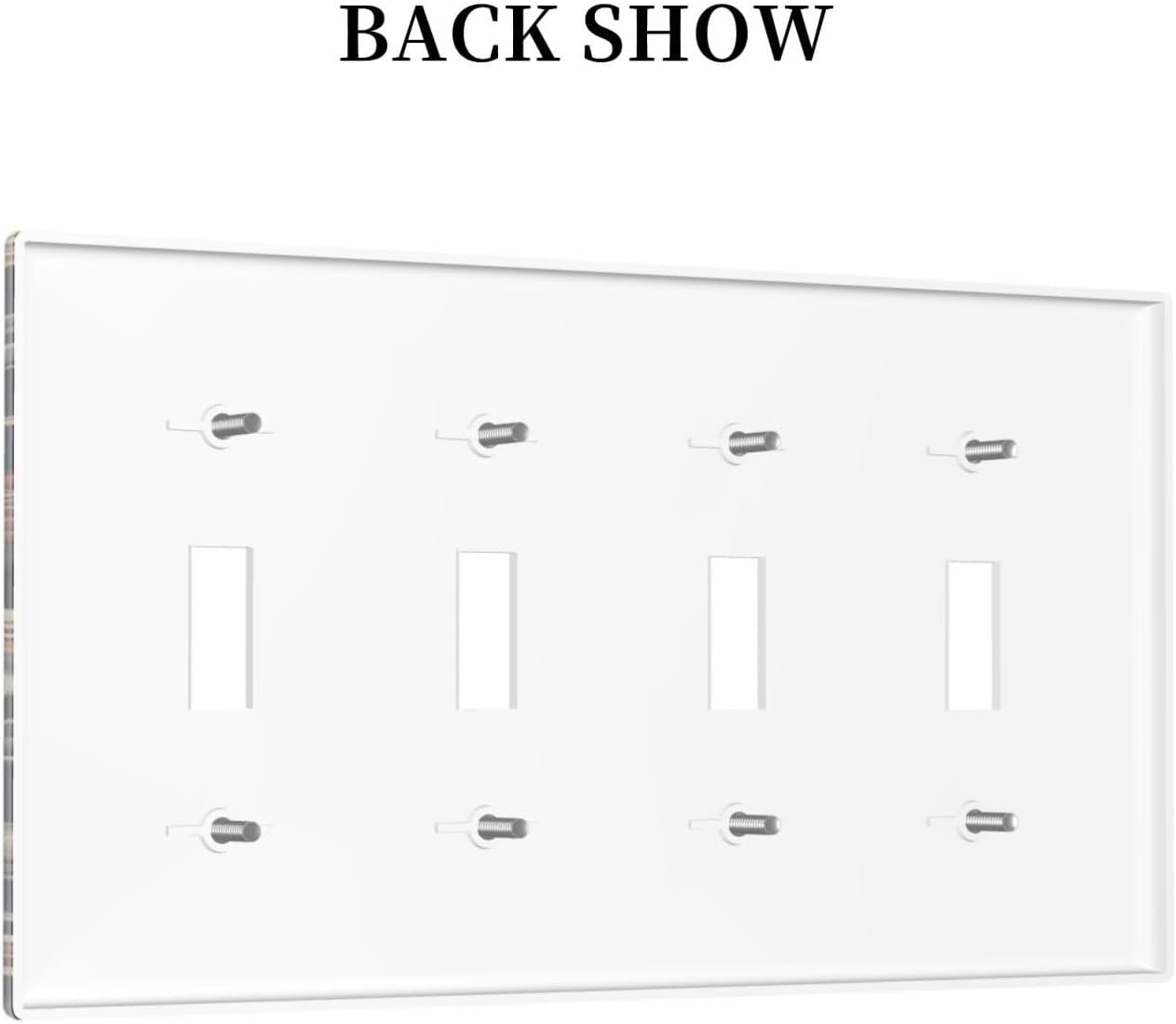 Light Switch Covers Vintage Grey Plant Leaves Brown Flowers Quad Toggle Electrical Faceplate 4 Gang Wall Plate Decorative Switch Plates for Bedroom Home Decor
