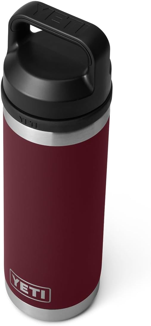 YETI Rambler 18 oz Bottle, Leakproof, Vacuum Insulated, Stainless Steel with Chug Cap, Wild Vine Red