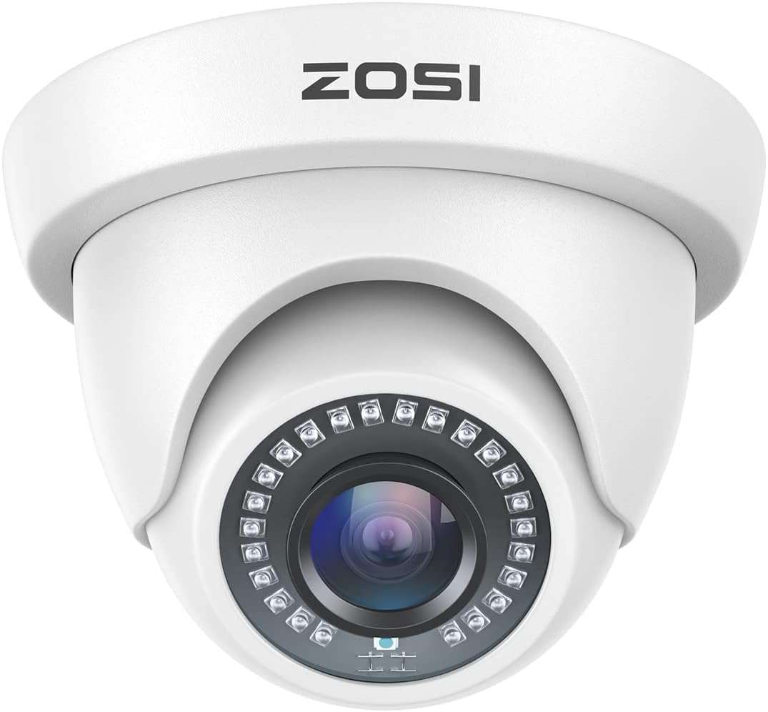 ZOSI 2MP HD Hybrid 4-in-1 Security Camera, 1080P 1920TVL Indoor Outdoor CCTV Dome Camera, 80ft Night Vision, IP66 Weatherproof, Compatible with HD-TVI, AHD, CVI and CVBS/960H Analog DVR Systems