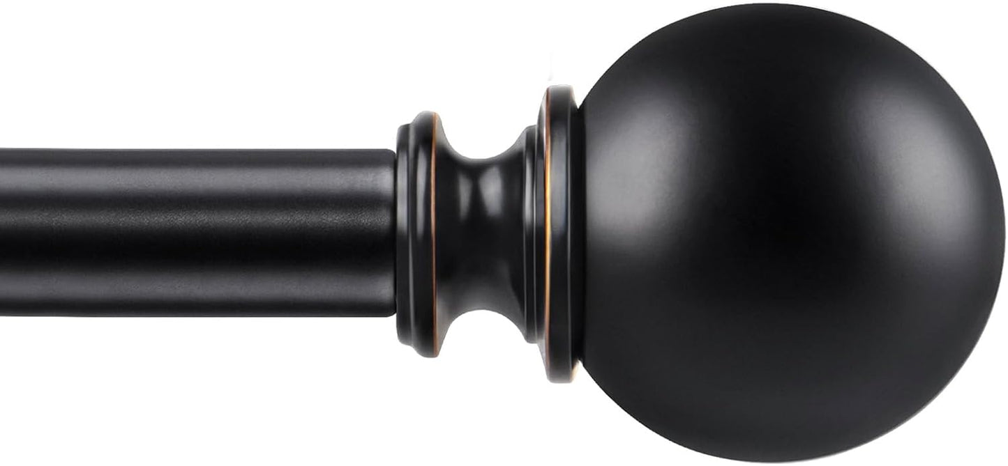 KAMANINA Black Curtain Rods for Windows 66 to 120 Inches (5.5-10ft), Long Heavy Duty Curtain Rod, 7/8 Inch Decorative Drapery Rod with Round Finials