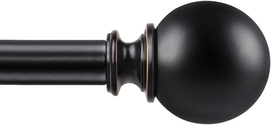 KAMANINA Black Curtain Rods for Windows 66 to 120 Inches (5.5-10ft), Long Heavy Duty Curtain Rod, 7/8 Inch Decorative Drapery Rod with Round Finials