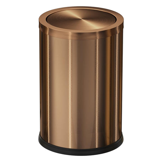 Antique Brass Bathroom Trash can with lid，Stainless Steel,Small Grabage Can with Flipping Lid, 9L/2.4Gal for Living Room,Bedroom,Guest Room,Hotel (Rose Gold)