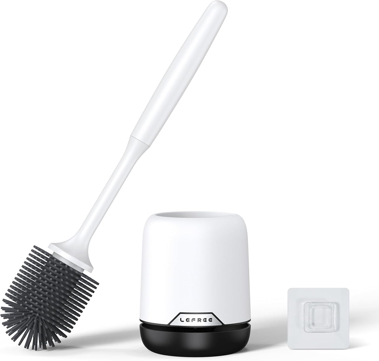 Lefree Silicone Toilet Brush and Holder Set with Ventilated Holder, Floor Standing & Wall Mounted Toilet Scrubber