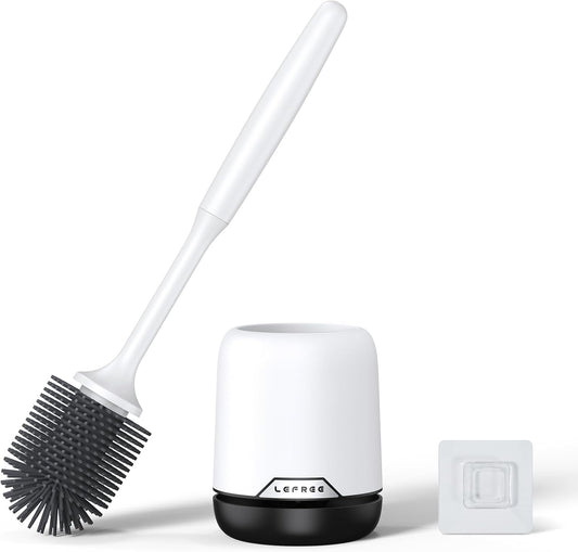 Lefree Silicone Toilet Brush and Holder Set with Ventilated Holder, Floor Standing & Wall Mounted Toilet Scrubber