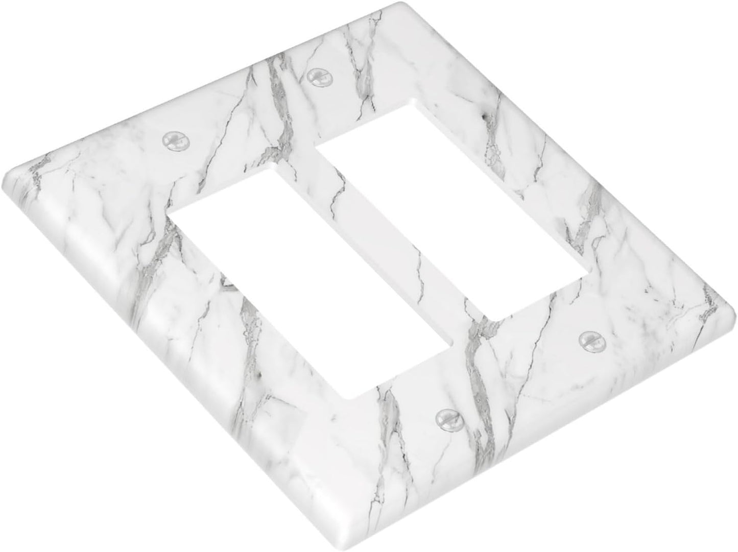 Decorative Outlet Covers Modern Grey Marble Texture 2 Gang Light Switch Cover Plate Double Rocker Wall Plates for Electrical Outlets Switch Plate Covers for Bedroom Kitchen Home Decor