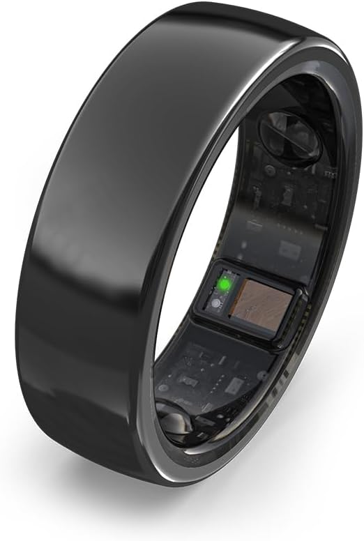 aaboRing Smart Ring, Men, Women, Track Heart Rate, Fitness, Activity, Sleep Stress Monitoring, Step Count, Up to 7 Days of Battery Life, Titanium, No App Subscription, Black 12