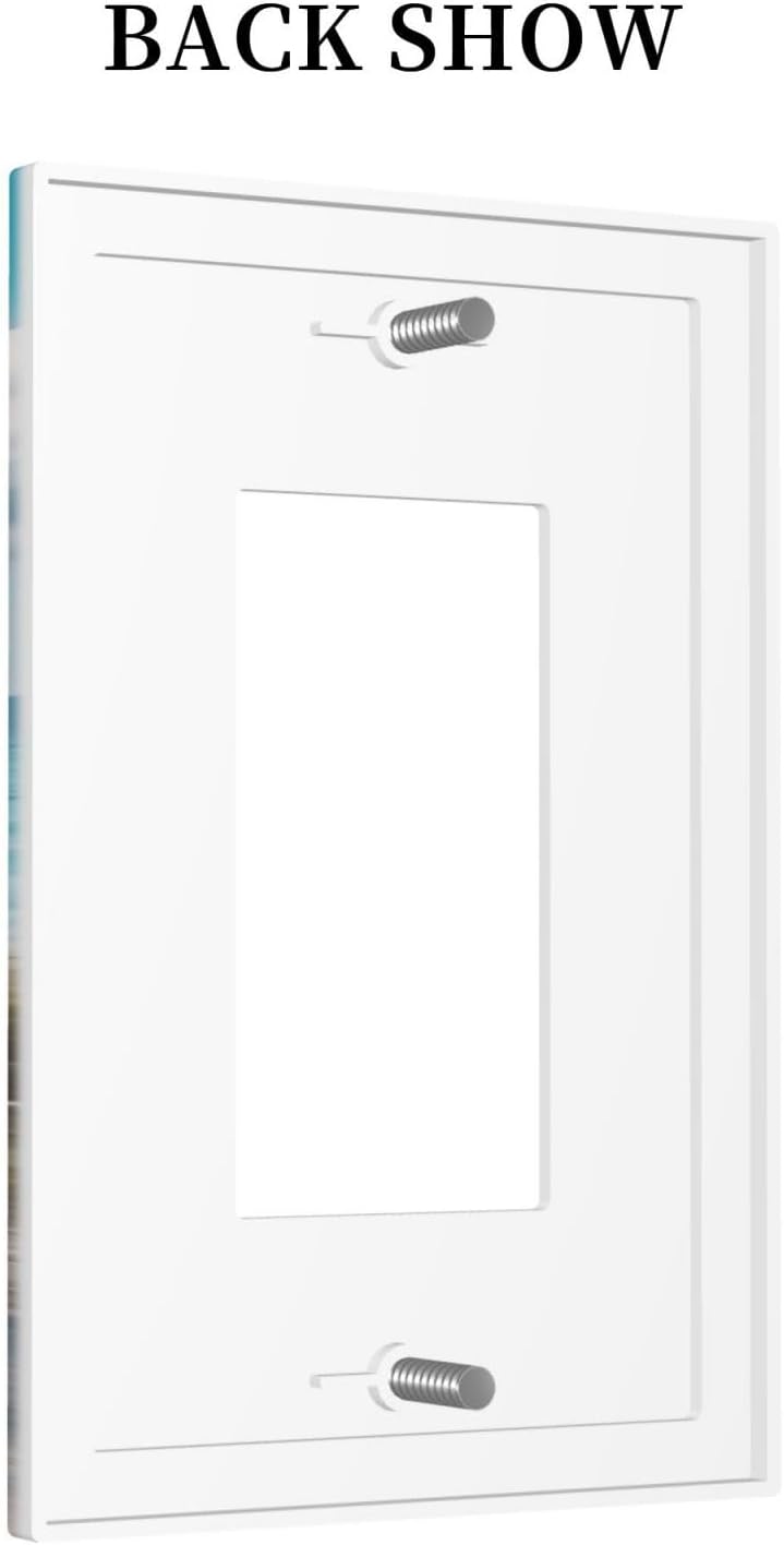 Decorative Outlet Covers Coastal Beach Ocean Seaside View 1 Gang Rocker Light Switch Cover Plate Single Wall Plates for Electrical Outlets Switch Plate Covers Faceplate for Bedroom Home Decor