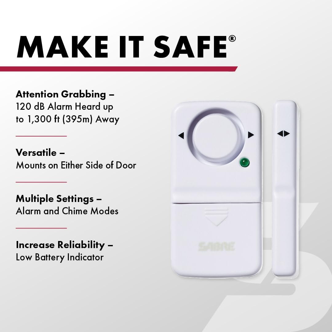 SABRE Wireless Home Security Door Window Burglar Alarm with LOUD 120 dB Siren, DIY EASY to Install