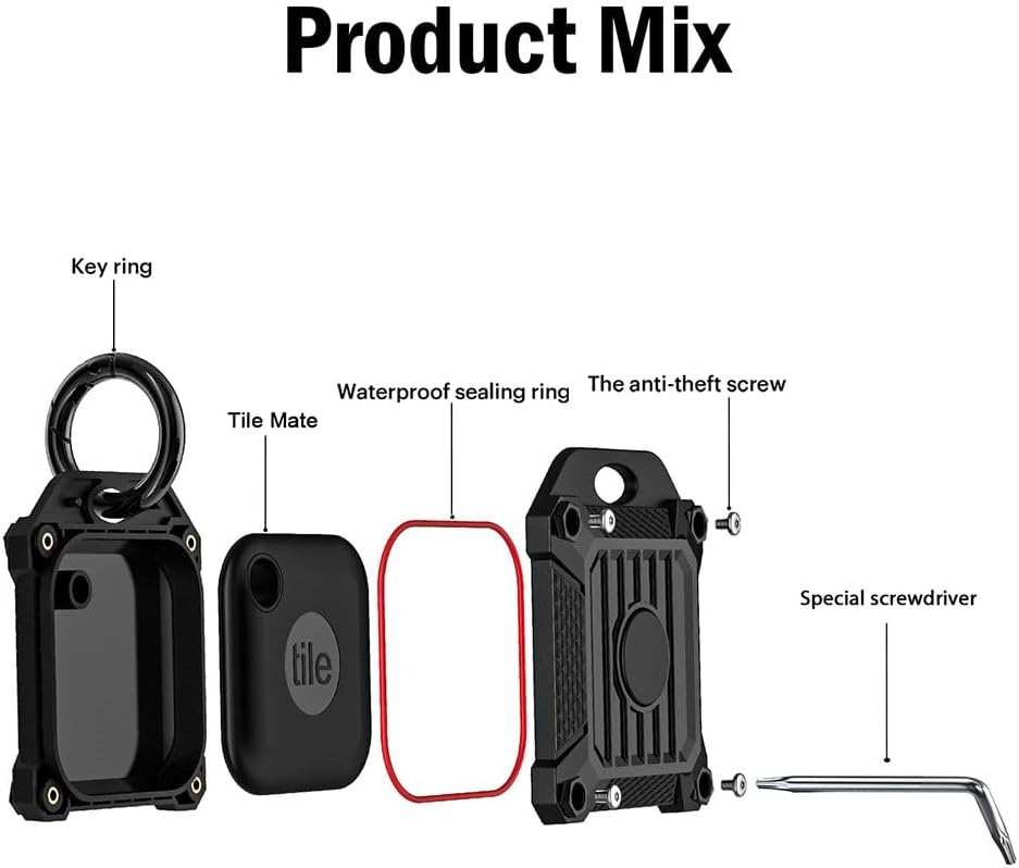 Tile Mate 2022 2024 Tracker Cover Anti-Scratch Waterproof Case with Keychain for Carabiner, Keys, Bags, Cat Dog Collar Holder