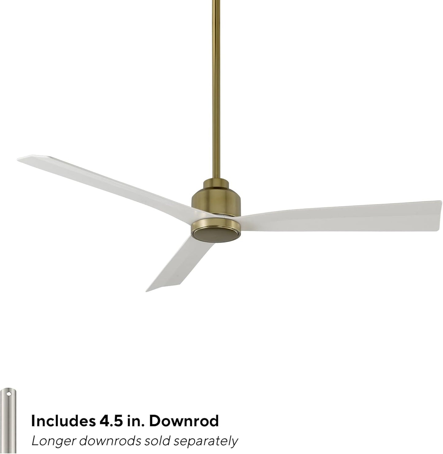 Clean Indoor and Outdoor 3-Blade Smart Ceiling Fan 54in Satin Brass Matte White with Remote Control