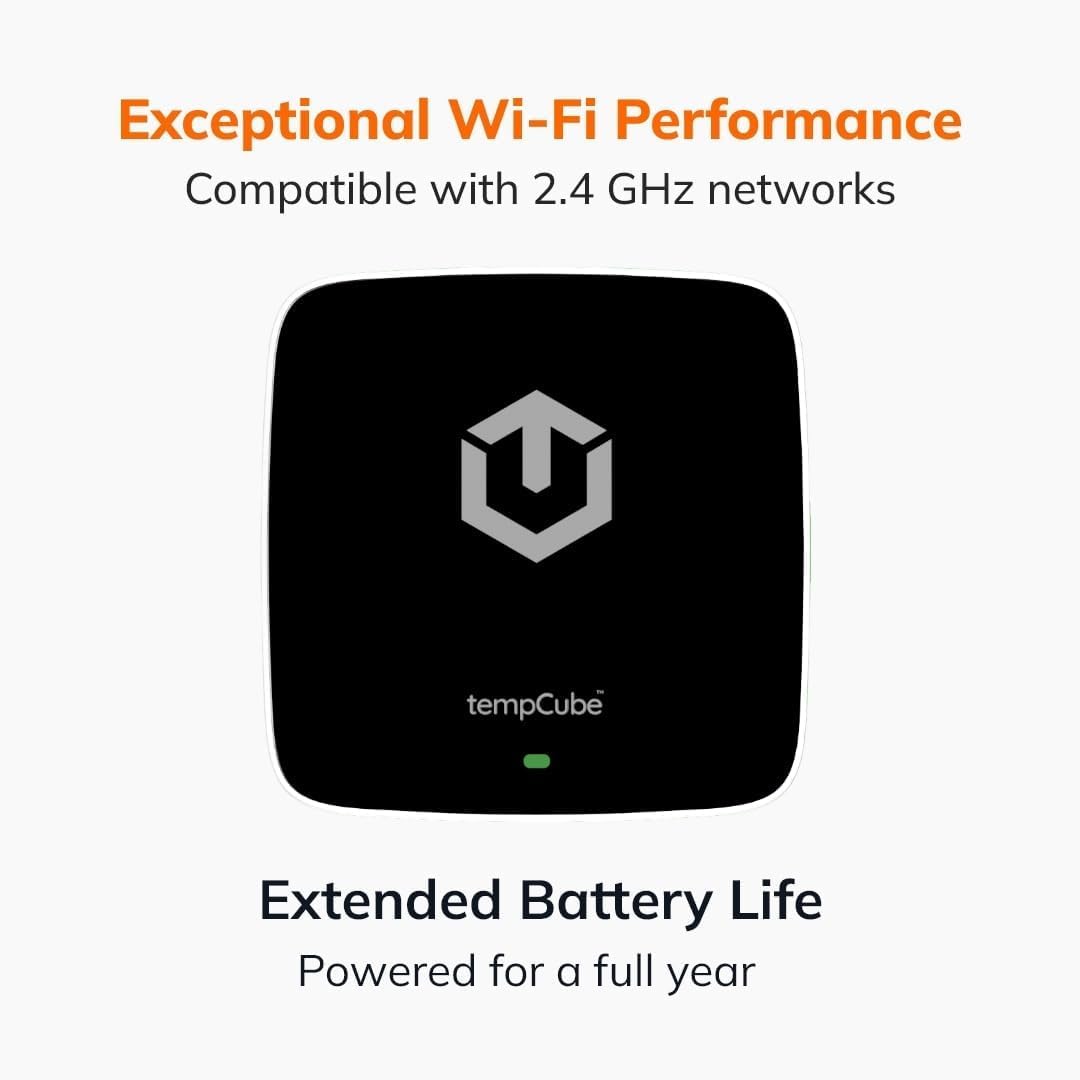 WiFi Temperature & Humidity Sensor | Connects 2.4 GHz – Real-Time 24/7 Monitoring | No Subscription | Data Logger | Unlimited Text/Email Alerts | Ideal for Freezer, Medical & Food Storage