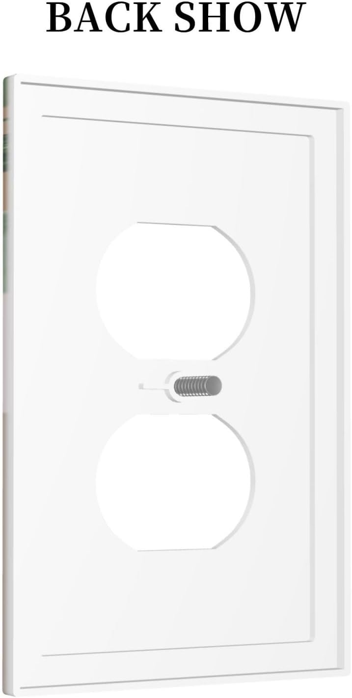 Decorative Outlet Covers Boho Mid Century Abstract Arch Green Leaves 1 Gang Duplex Light Switch Cover Plate Wall Plate Electrical Switch Plate Covers for Bedroom Home Decor（ 2 Pack）