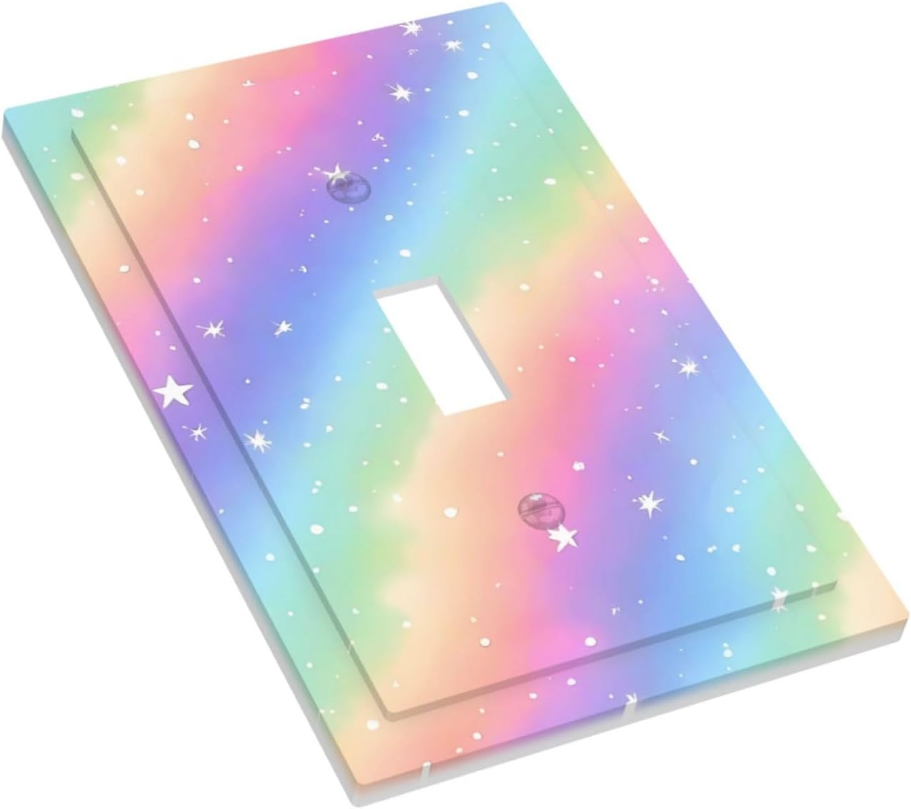 Decorative Light Switch Cover Plate Pink Blue Purple Iridescent Rainbow 1 Gang Single Toggle Wall Plates for Electrical Outlet Covers Switch Plate Covers Faceplate for Bedroom Home Decor