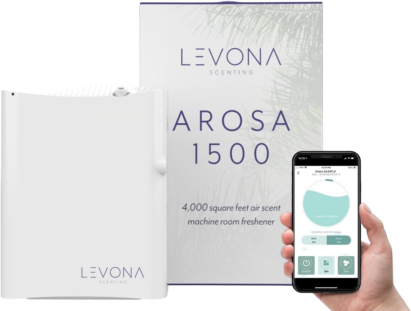 Levona Scent Arosa 1500 HVAC Diffuser – Whole House Aroma Diffuser & Fragrance Air Freshener Machine for Home, Office & Hotel – Smart App Controlled – Covers up to 4000 SQFT (Scent Not Included)