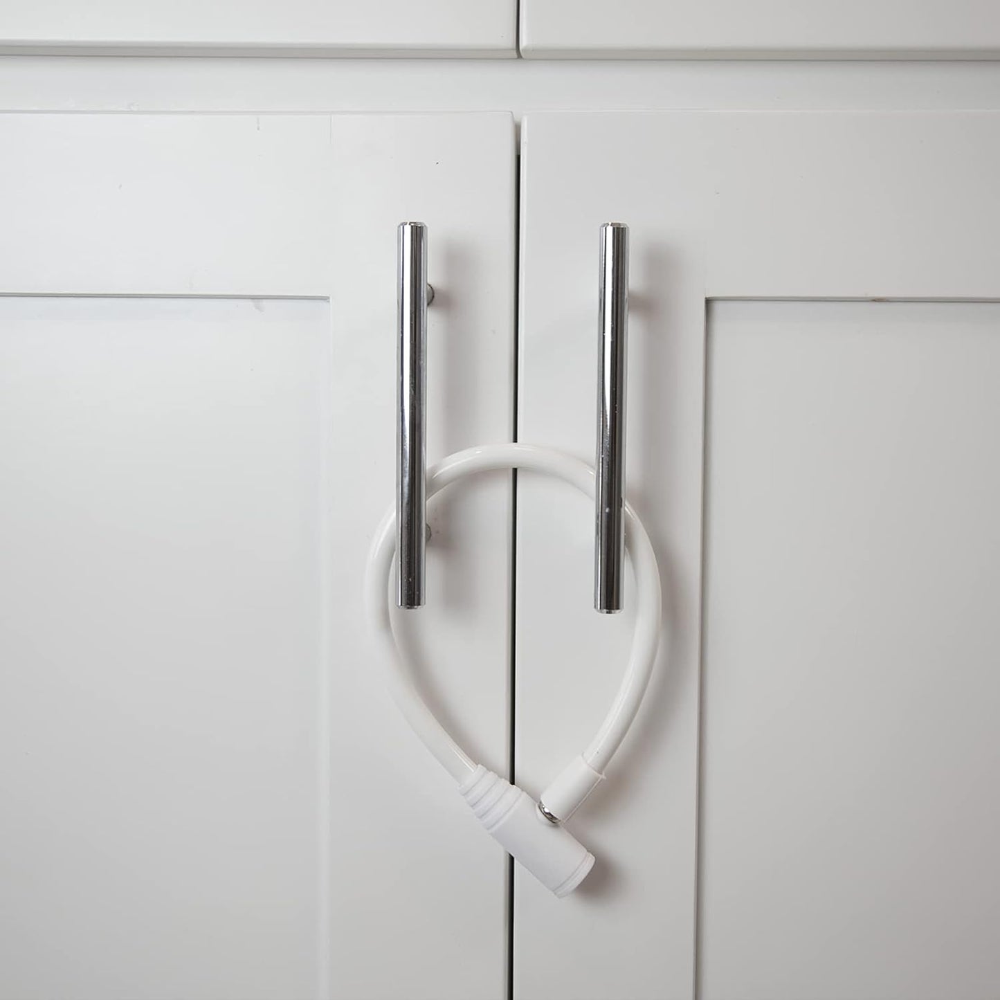 Urban August Child-Proof Refrigerator Lock for Kids & Adults - Lock for French Door Fridge and Cabinet (Regular, White - 2 Pack)