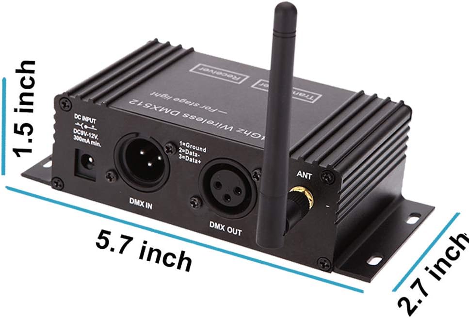 DMX512 Controller 2.4G Wireless Controller Transmitter Receiver LCD Display Power Adjustable Lighting Repeater Controller 16 Groups ID Coding for Party DJ Show Club Stage Disco Stage Light