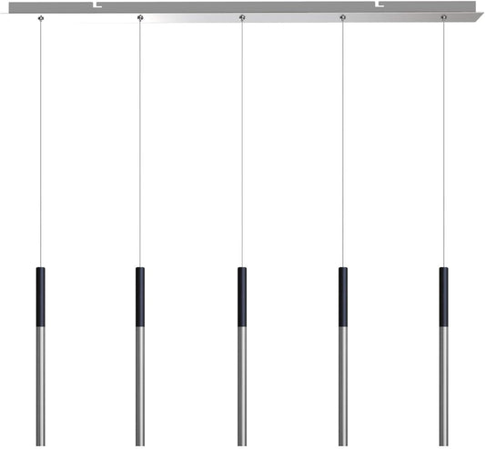 ALTAIR 5 Mini Pendant Lighting Black-Nickel - LED Hanging Light Fixture for Kitchen Island, Bar, Foyer - Cluster Pendants - Dimmable, Adjustable Wire, Lamp Bulb Included