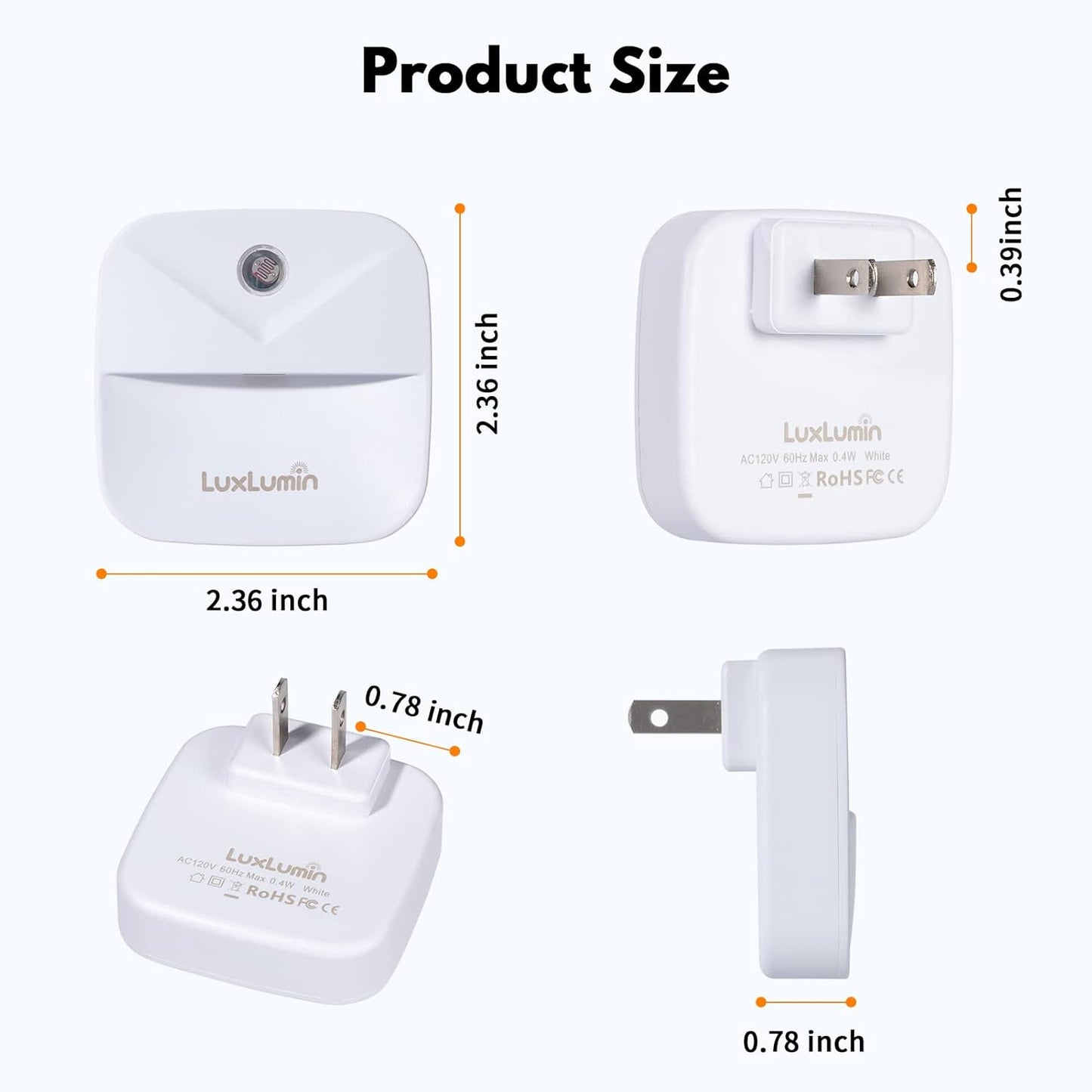 LED Night Light Plug into Wall with Smart Dusk to Dawn Sensor, Automatically Turn on and Off,Night Light for Kids,Bedroom,Bathroom,Stairs,Warm White, 4 Packs