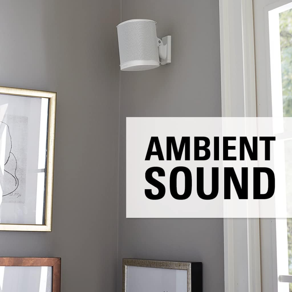Sanus Adjustable Speaker Wall Mounts Designed for SONOS ONE, Play:1 & Play:3 - Pair (White)