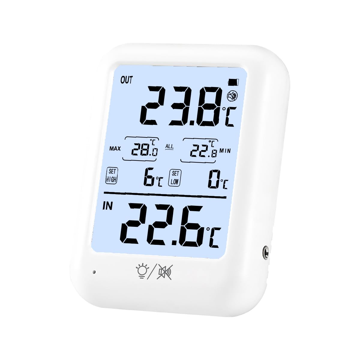 Digital Fridge Thermometer with Probe, High/Low Temp Alarm & 24H Max/Min Memory, Indoor/Outdoor LED Display with Backlight, External Sensor for Refrigerator Freezer and Food Storage