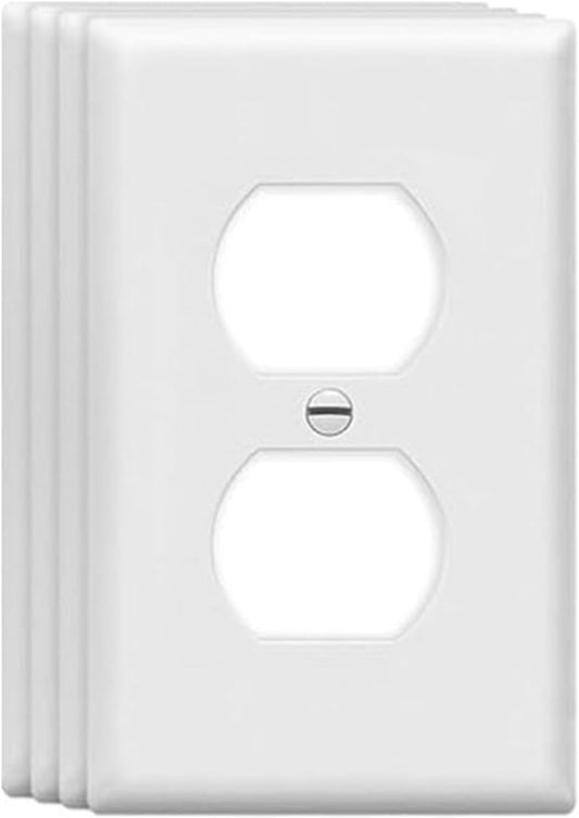 Duplex Wall Plates 1-Gang Switch Outlet Electrical Cover Plate Unbreakable Thermoplastic Faceplate for Light Receptacle Outlet Switch, White (4 Pack)