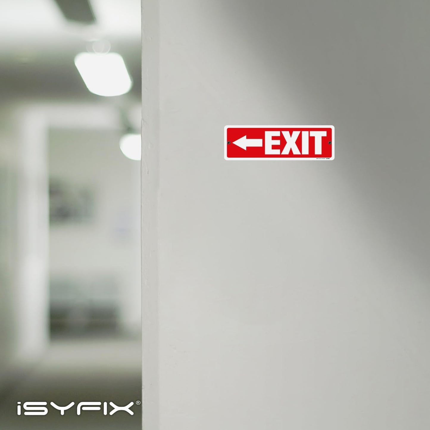 iSYFIX Exit Signs 12 Pack 12x4 Inch with Directional Left Arrows - Rust Free Aluminum, Laminated for UV, Weather, Scratch Resistance - Ideal for Offices, Schools, Theaters, Restaurants