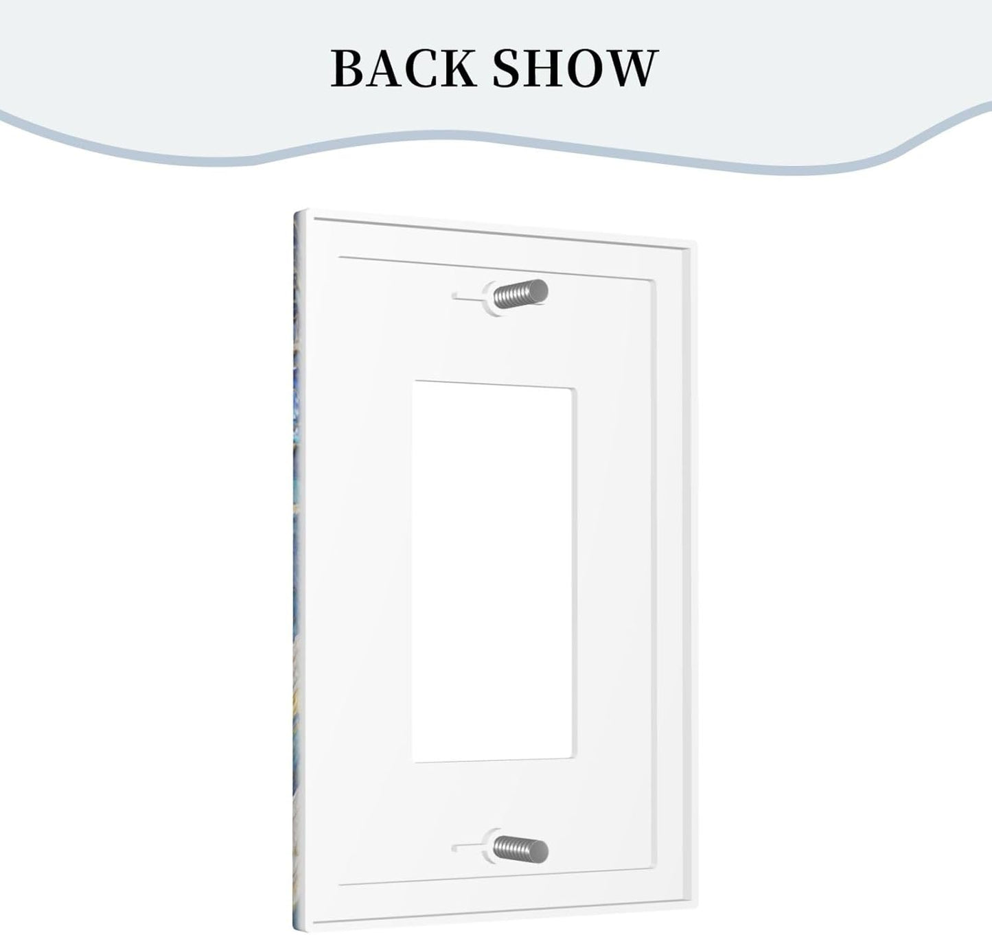 Decorative Outlet Covers Blue White Flower Gold Line Cloud 1 Gang Rocker Light Switch Cover Plate Single Wall Plates for Electrical Outlets Switch Plate Covers Faceplate for Home Decor