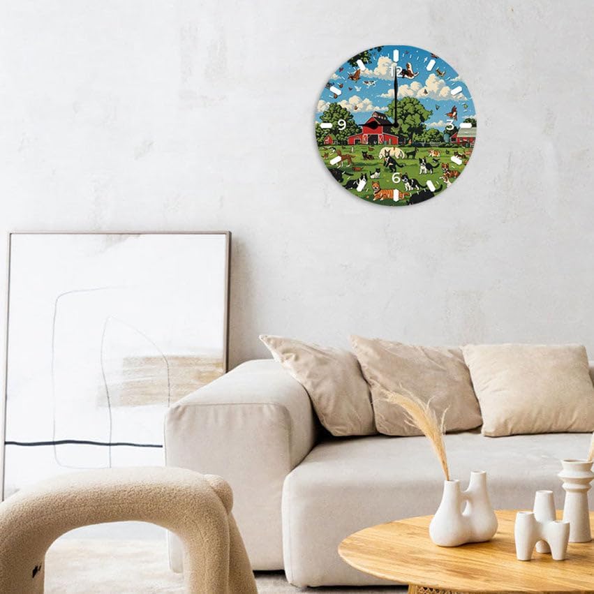 10 in Dog Pooping -5 Wood Wall Clock – Digital Time Display, Smart Home Compatible for Bedside or Workspace