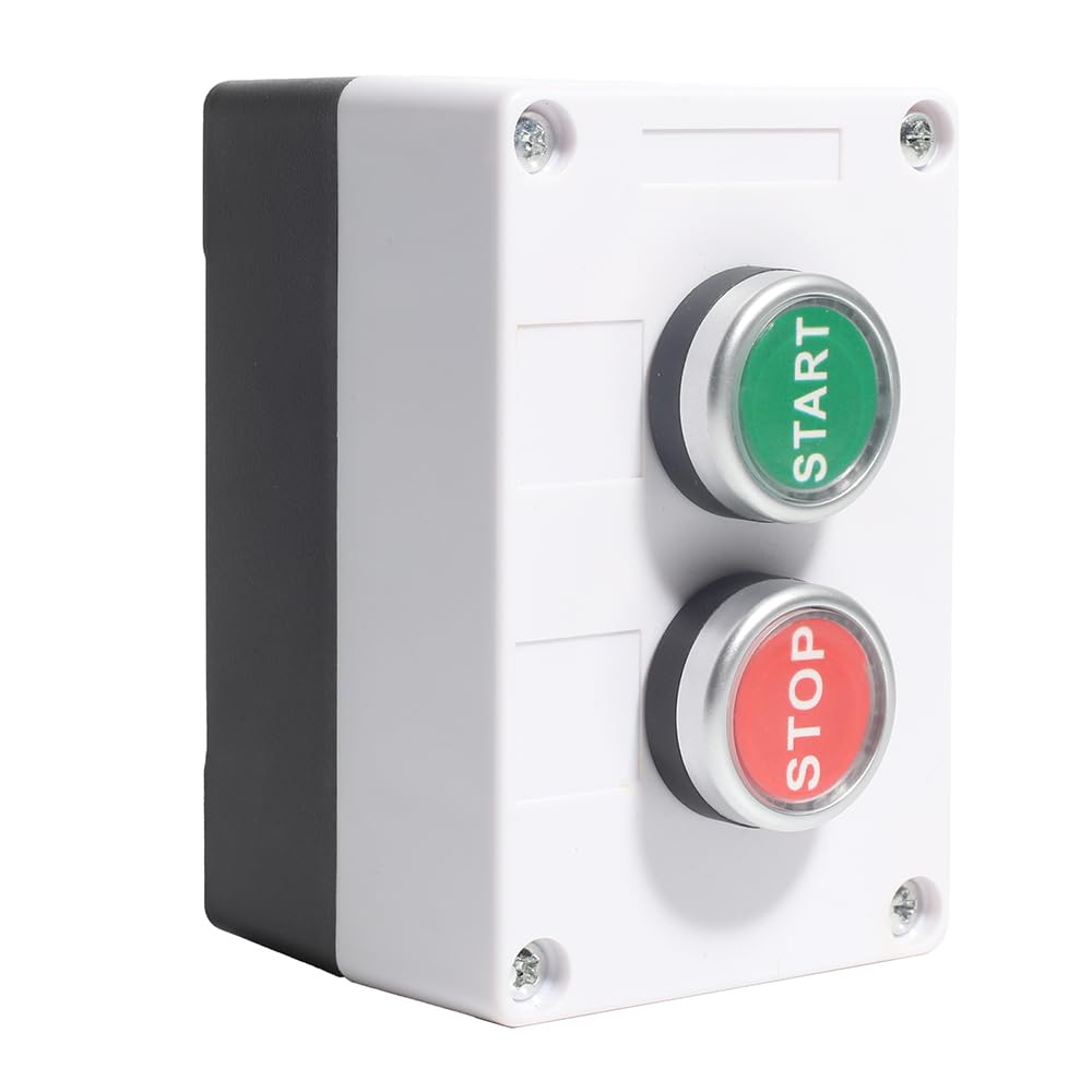 Rain Proof Up-Down Switch Control Station, Momentary Push Button Station Red Green Sign Pushbutton Switches Station AC 660V 10A -Start/Stop-Box Crane Pendant Hoist Push Button Switch
