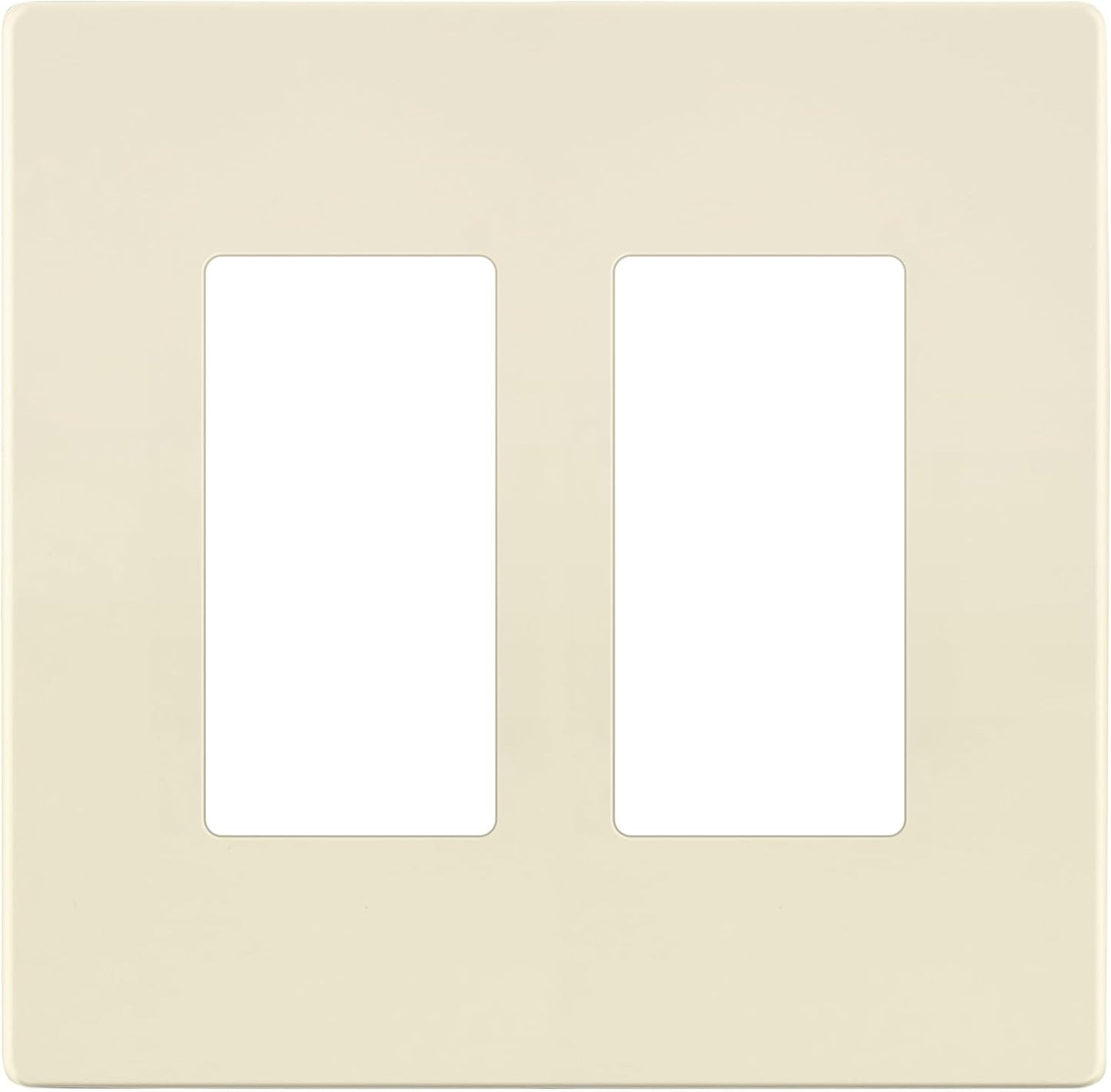 LIDER Matte Finish Decorator Switch Cover, Screwless Wall Plate, Mid-Size 2-Gang 4.88" x 4.92", Unbreakable Polycarbonate Thermoplastic, UL Listed, LSWP-32M-LA, Light Almond