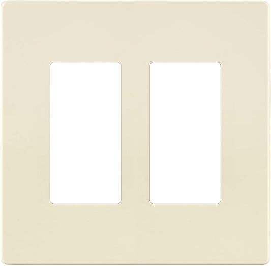 LIDER Matte Finish Decorator Switch Cover, Screwless Wall Plate, Mid-Size 2-Gang 4.88" x 4.92", Unbreakable Polycarbonate Thermoplastic, UL Listed, LSWP-32M-LA, Light Almond