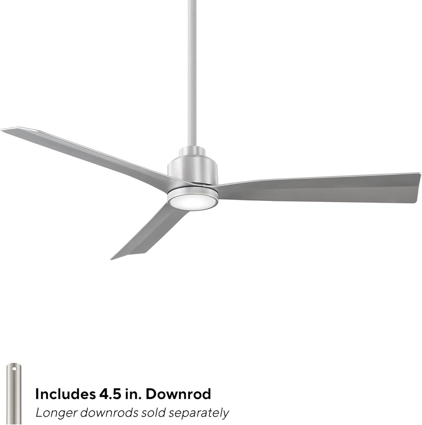 Clean Indoor/Outdoor 3-Blade Smart Compatible Ceiling Fan 52in Brushed Aluminum with 3000K LED Light Kit and Remote Control with Wall Cradle. Works with iOS/Android, Alexa, and Google Assistant.