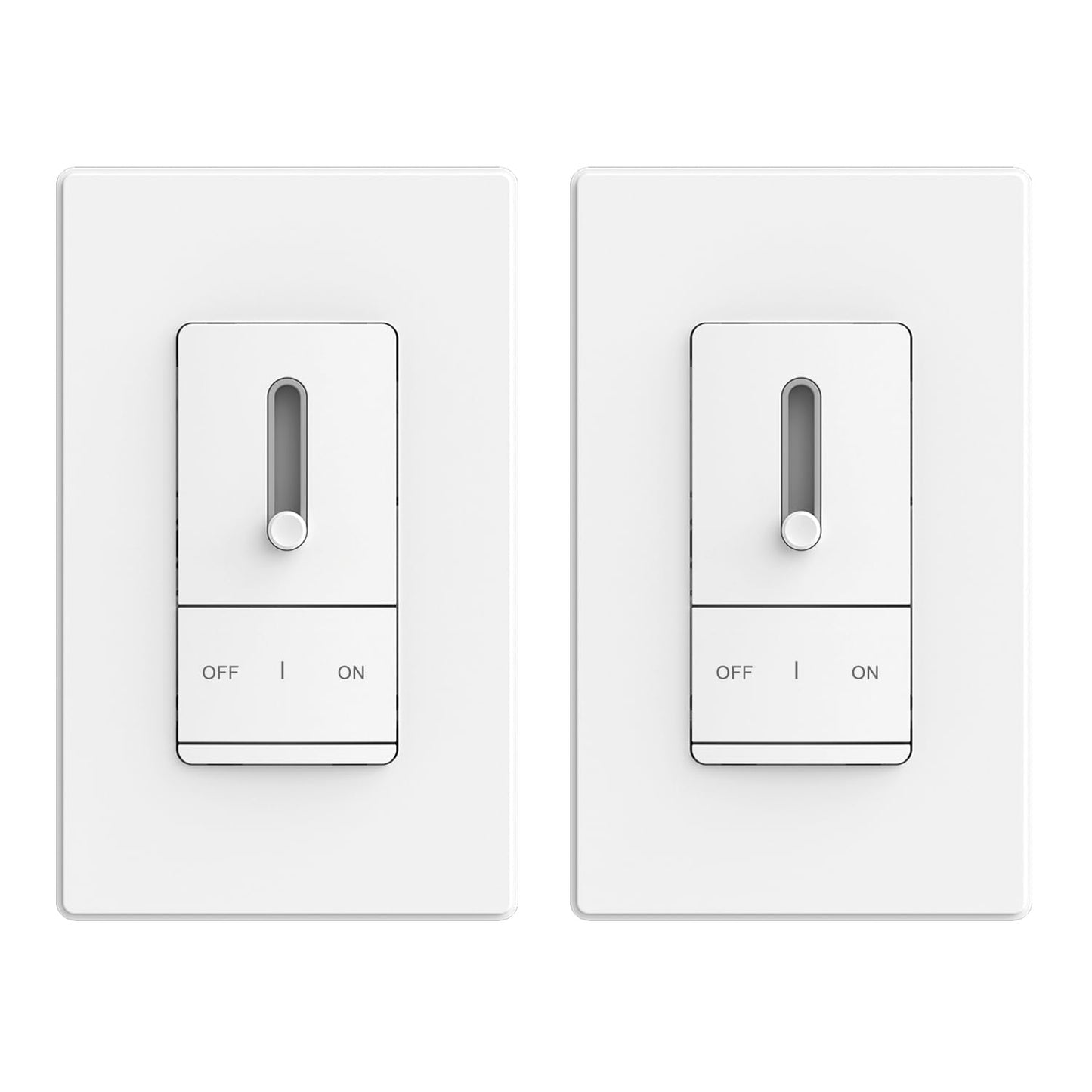 ELEGRP Slide Dimmer Switch for Dimmable LED, CFL and Incandescent Light Lamp Bulbs, Single Pole or 3-Way, Full Control with Preset, Rocker Paddle, Wall Plate Included, UL Listed (2 Pack, Matte White)