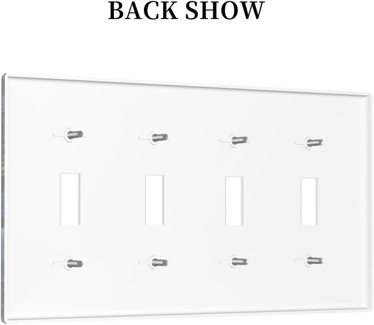 Blue White Flowers Light Switch Covers Quad Toggle 4 Gang Wall Plate Decorative Switchplate Electrical Faceplate for Farmhouse Bathroom Living Decor