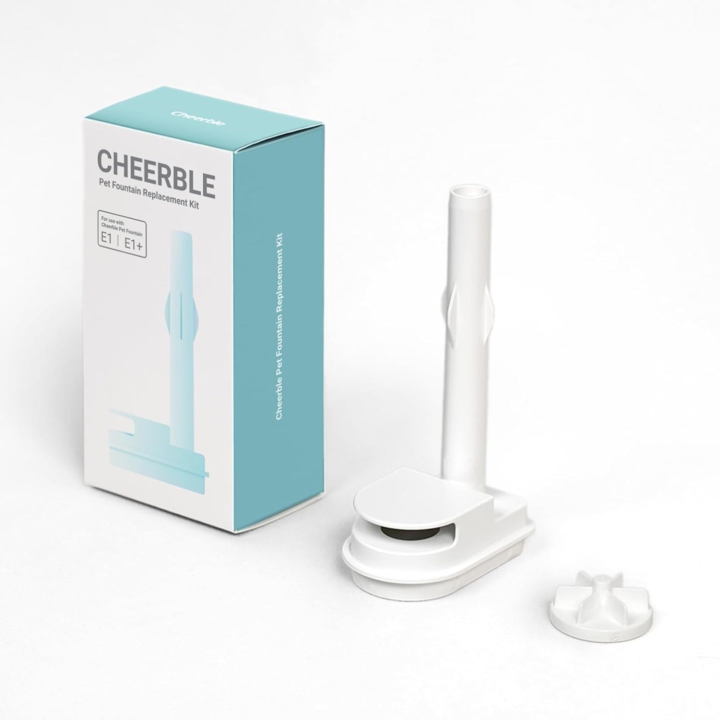 Cheerble Pumpless Cat Water Fountain, 2L/67oz Automatic Pet Fountain, Elfin E1 Lite Cat Fountain for Drinking, MagDrive™ Technology, Continuous Flow Mode, BPA-Free (White, Replacement Kit)