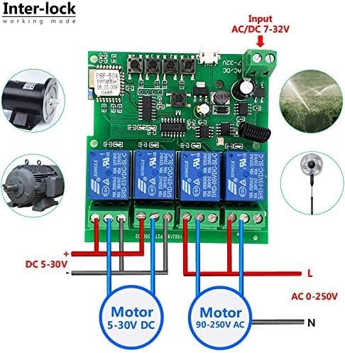 4 Channels WiFi Wireless Smart Switch Inching Self-Locking Relay Module,for DIY Access Control, Garage Door Opener with 433RF Remote Control （Ewelink App）