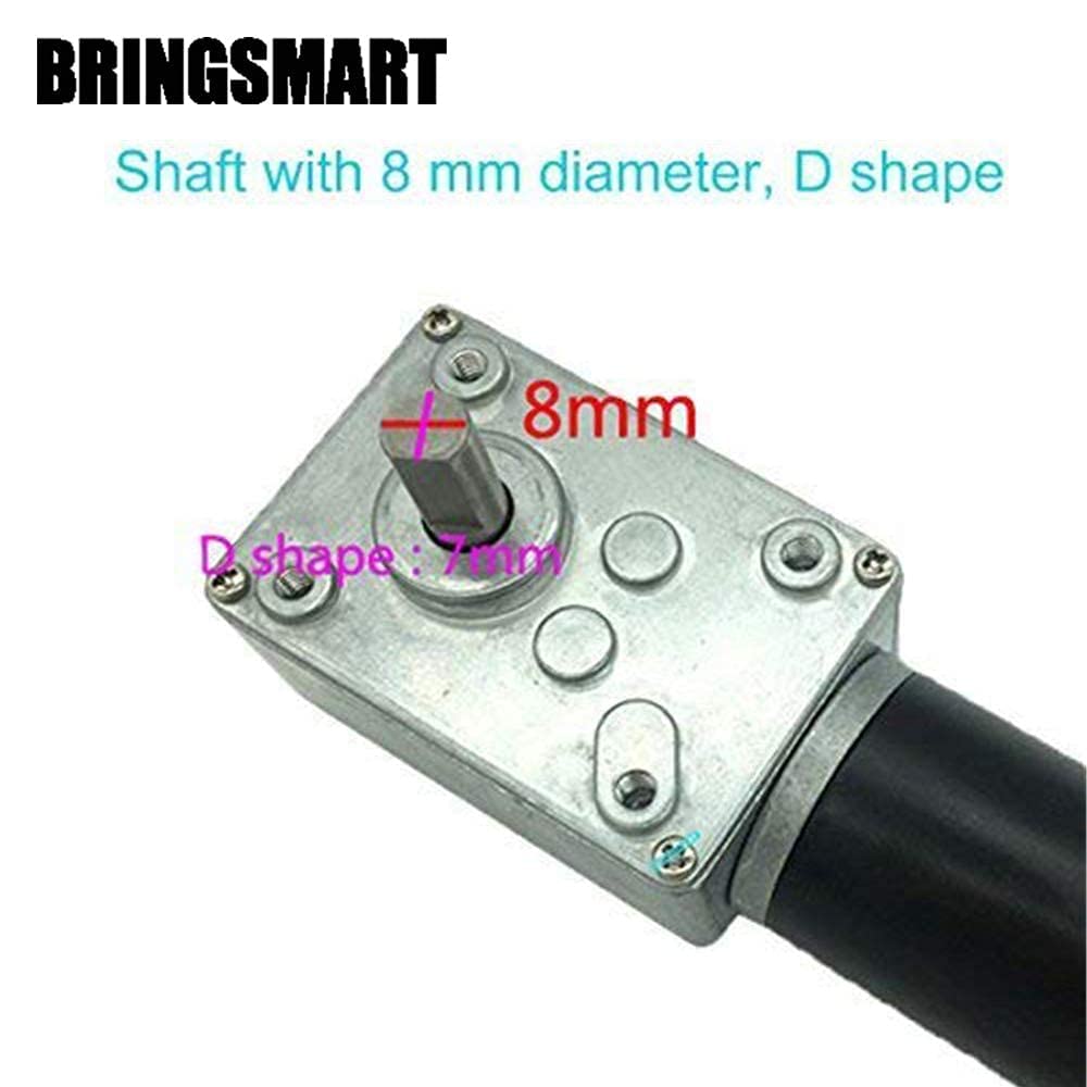 BRINGSMART 24V 5rpm DC Worm Gear Motor 70kg.cm Self-Locking Reversed Mini Turbine Geared Motor for DIY Robot Rotating Table Door Lock Curtain Machine