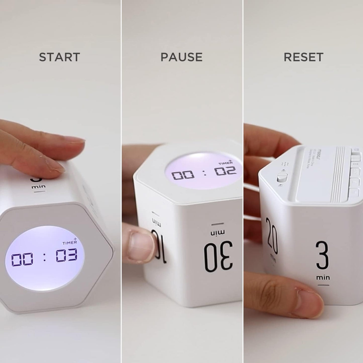 mooas Multi-Hexagon Clock Cube, Digital Clock, Pomodoro Timer, Backlit Display 12/24H Mode Count up & Countdown Timer, Rotating Various Time Presets for Classroom, Gym, Kitchen (Mint)